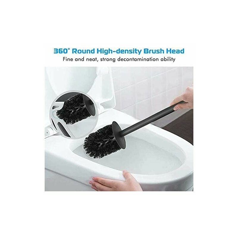 CCYKXA (noir) Porte-brosse de toilette carré mural en acier inoxydable 304 avec 1 têtes de brosse - 5