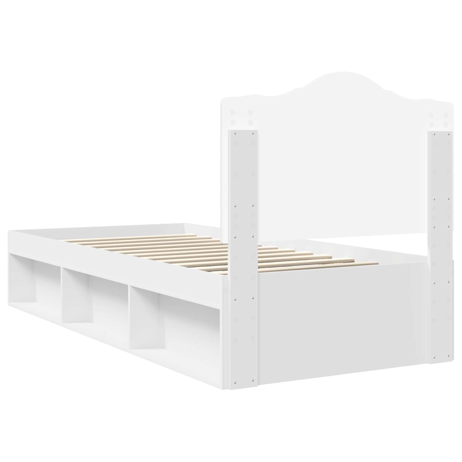 Cadre de lit avec tête de lit en pin massif blanc pour la chambre, 90 × 200 cm - 9