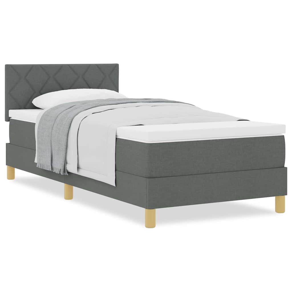 Cadre de lit avec matelas Gris foncé 90 x 200 cm tissu - 4