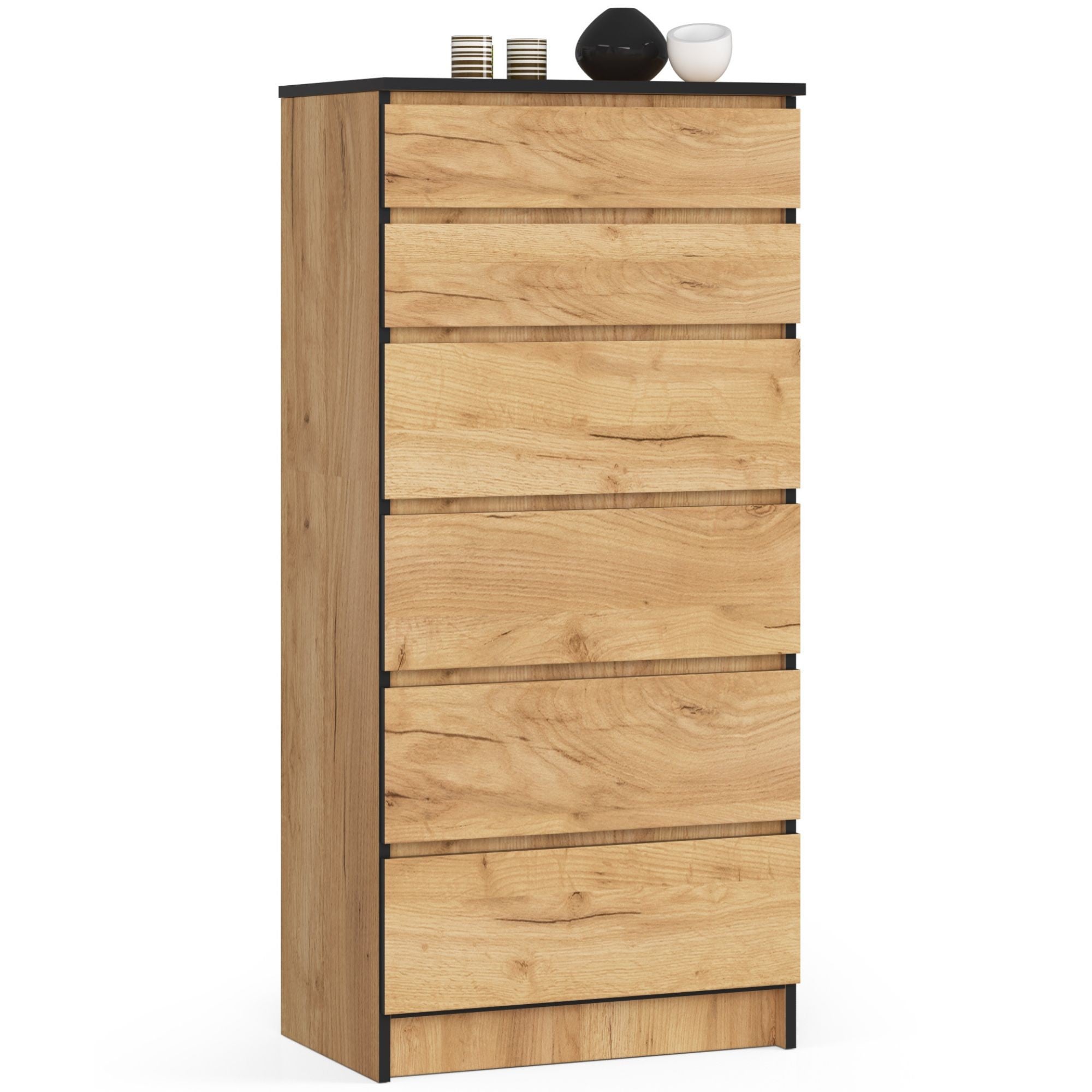 Komoda AKORD K60 Dąb Craft 60 cm 6 szuflad kolor Dąb Craft mat 60x40x130 cm