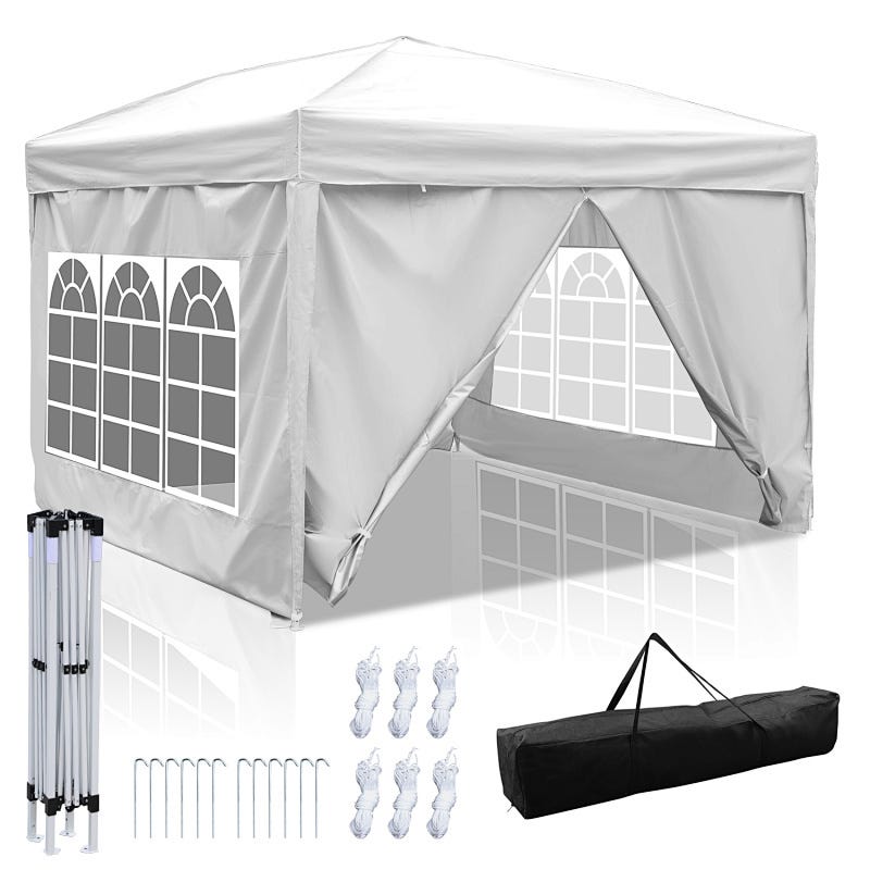 Gazebo pieghevole 4x4 blu alluminio 40mm con teli laterali - prezzo online Gazebo pieghevole 4x4 blu alluminio 40mm con teli laterali - prezzo online