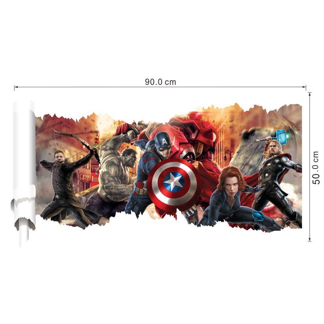 Adesivo Da Parete Superhero Avengers Super Size Spiderman Thor Iron-man Poster Artistico Adesivo Murale Ufficio Asilo Nido ID735 - Italia - Foto 6