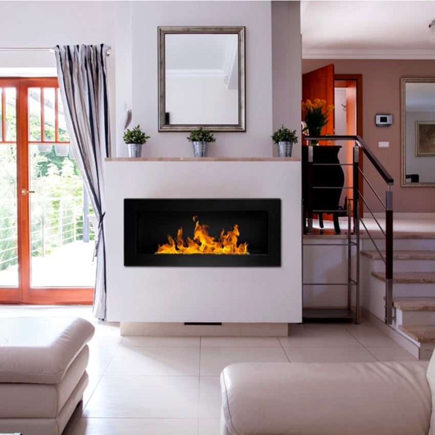 Chimenea de bioetanol Lucca Black de pared o empotrada L 90 x P 12 x H 40 - 7