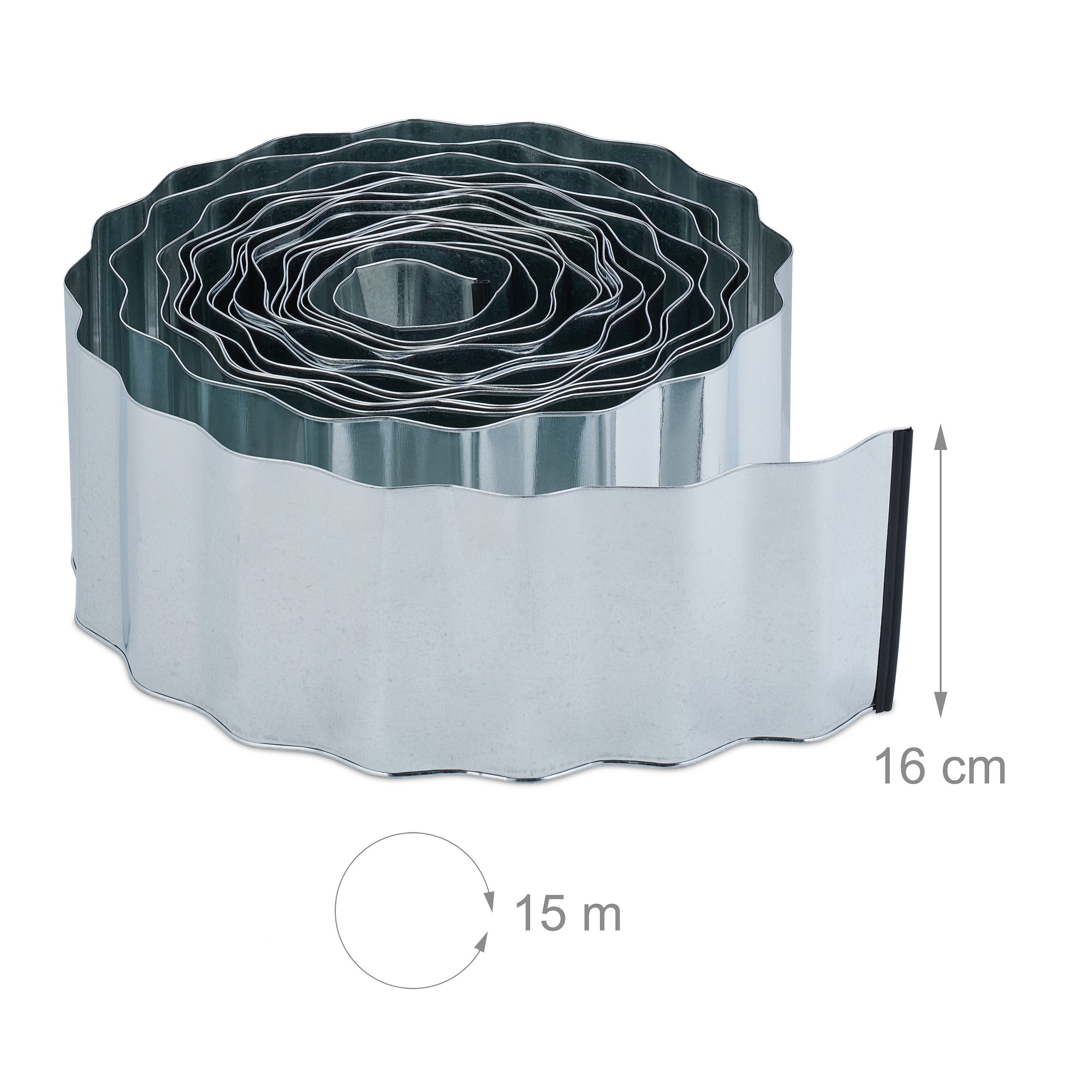 Recinto Prato e Aiuole, Bordo, Sponda per Giardino Antiradice HL 16 cm x 15 m, in Ferro Zincato, Argentato, Relaxdays - 4