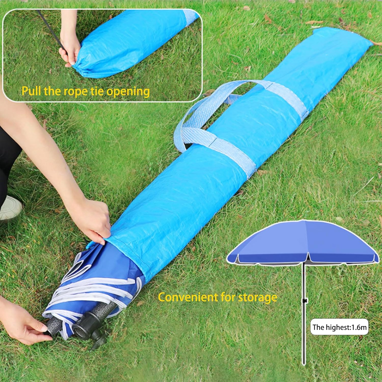 Sac de rangement robuste pour parasol/tente de plage - imperméable, résistant aux rayures, bleu, multifonctionnel, pour tente d'extérieur - 5