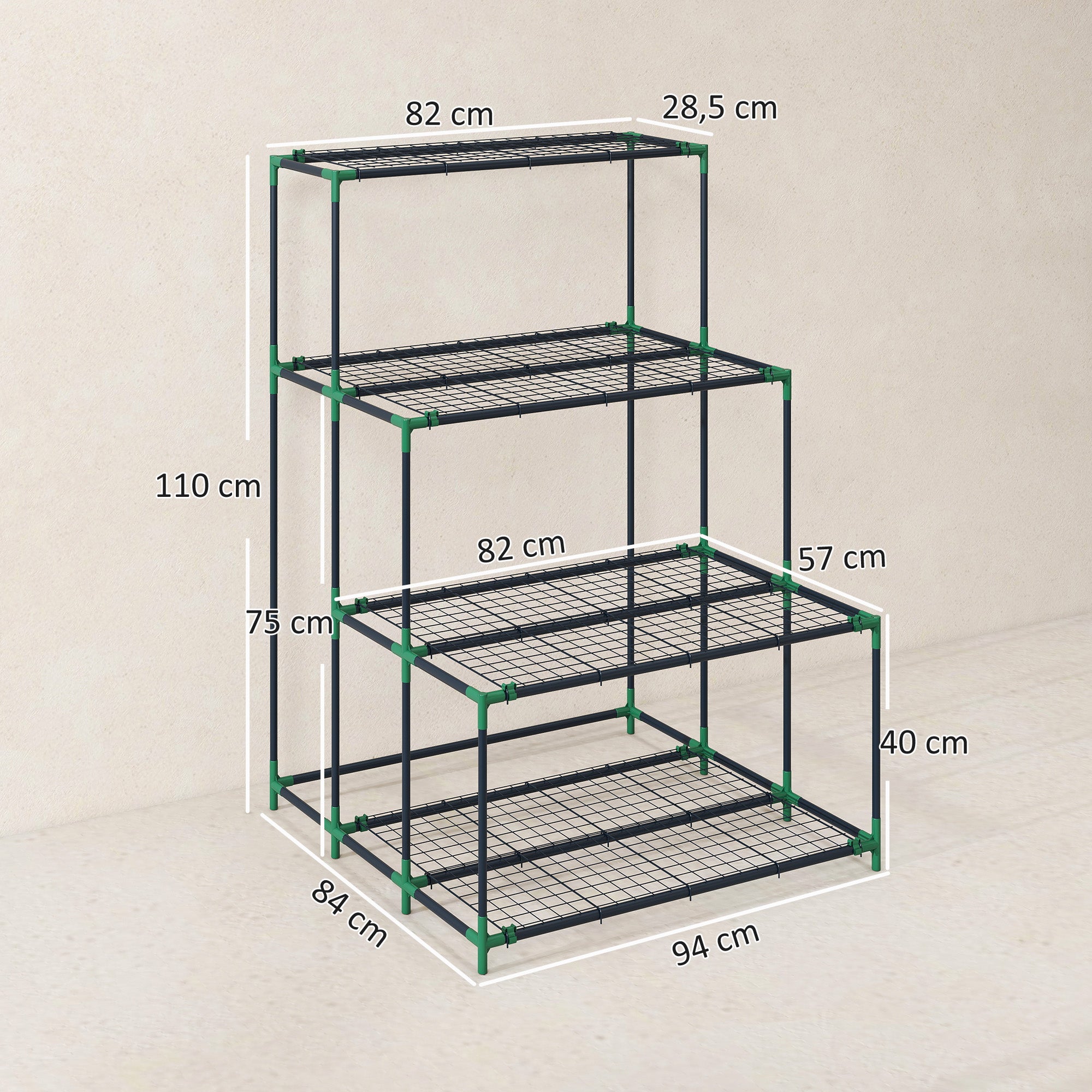Support à plantes à 4 niveaux avec échelle et structure métallique ...