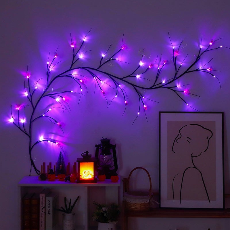 Lampki Halloween , 54 LED-owe lampki z rattanu wierzbowego z 8 trybami, oświetlenie Halloween, girlanda Halloween