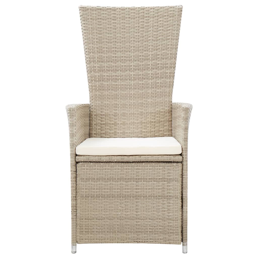 Maison Exclusive - Sedie da Giardino Reclinabili 2 pz con Cuscini Polyrattan Beige - 3