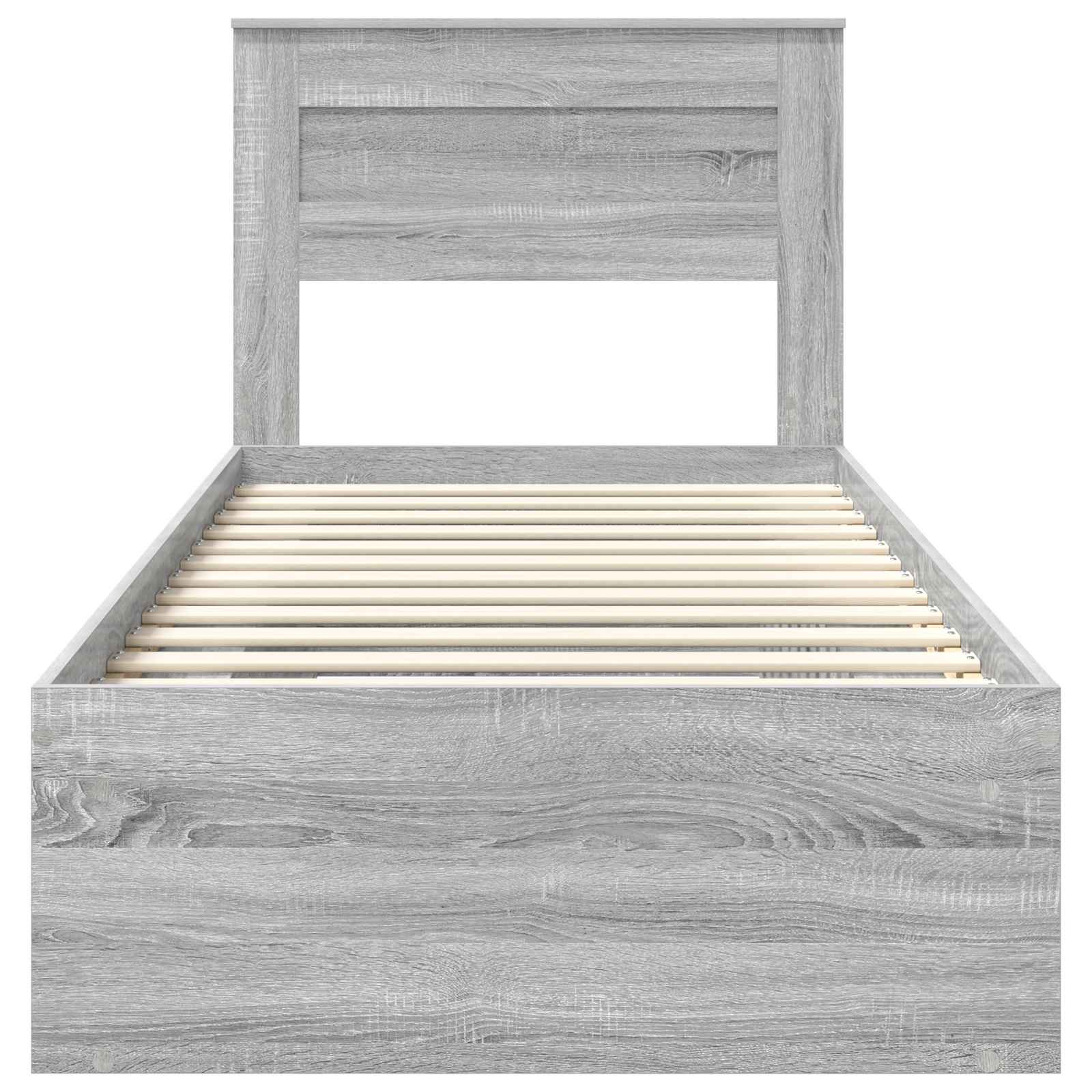 Cadre de lit gris en bois de pin massif pour la chambre, 75 × 190 cm - 7