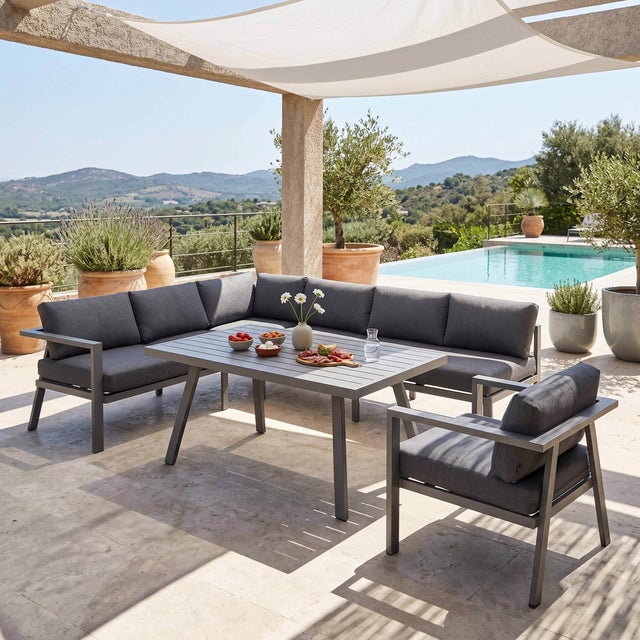 Salon bas de jardin en Aluminium Anthracite 8 personnes
