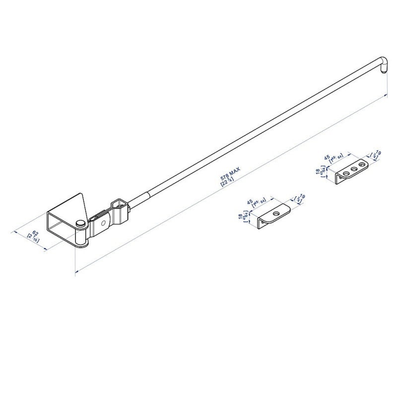 Arrêt de volet à crochet pour volets battants - longueur 578 mm max - 4