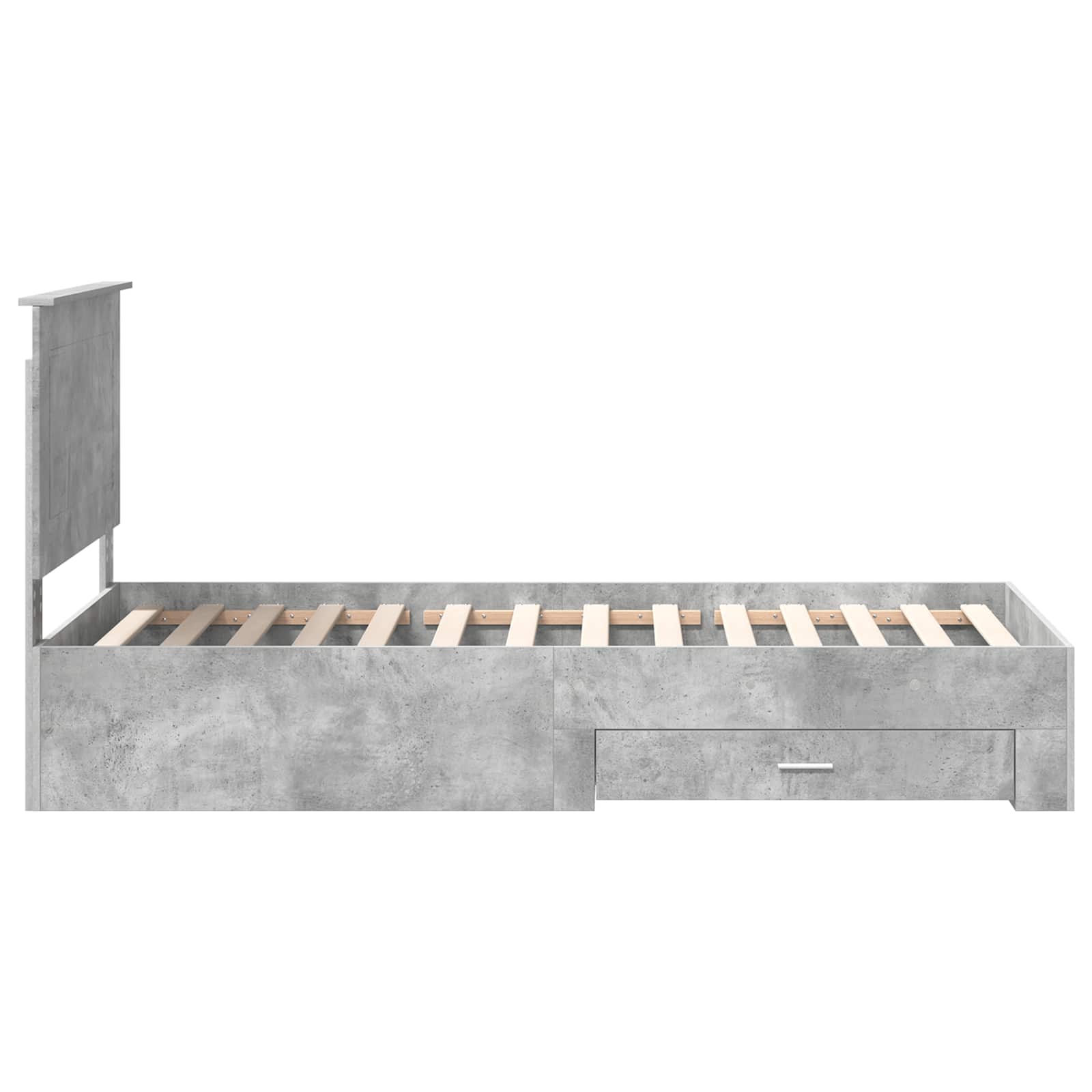 Cadre de lit en panneau de bois, gris béton et argent, pour la chambre, 75 × 190 cm - 8