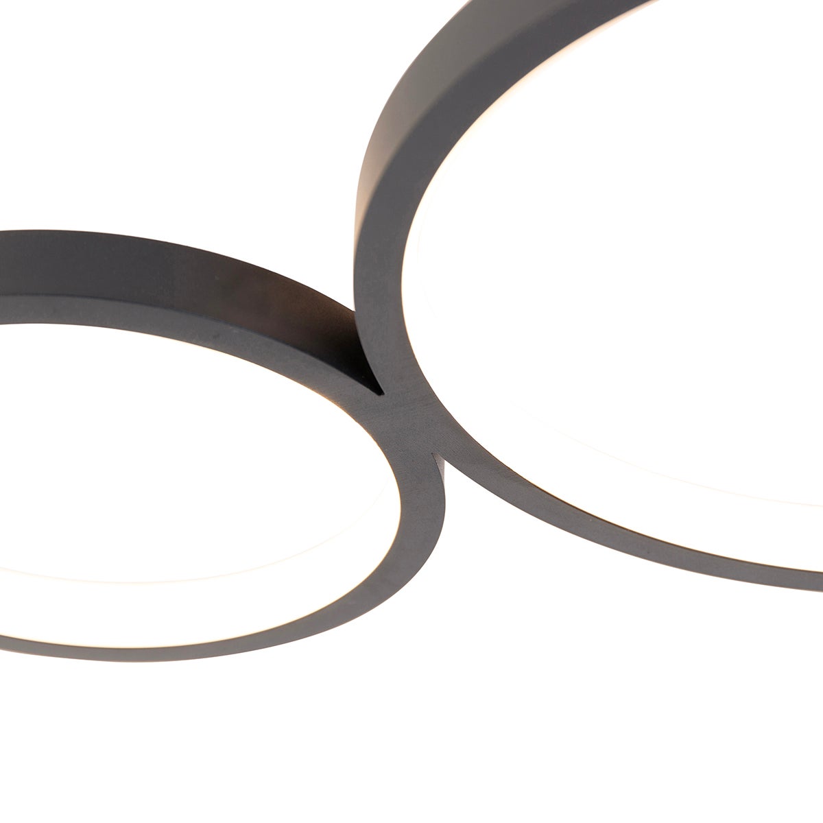 Qazqa moderne plafonnier - Lupolo - noir, led intégrée 40w incluse, Integrated led, 2700k, blanc chaud, dimmable, à 4 lumières, - 3