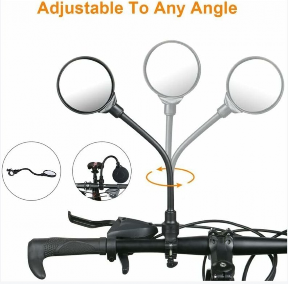 Rétroviseur Vélo, 2 Rétroviseurs de Vélo Grand Angle Rotatifs à 360°, Rétroviseurs de Sécurité Convexes en Acrylique pour Guidon de 22 à 30 mm - 2