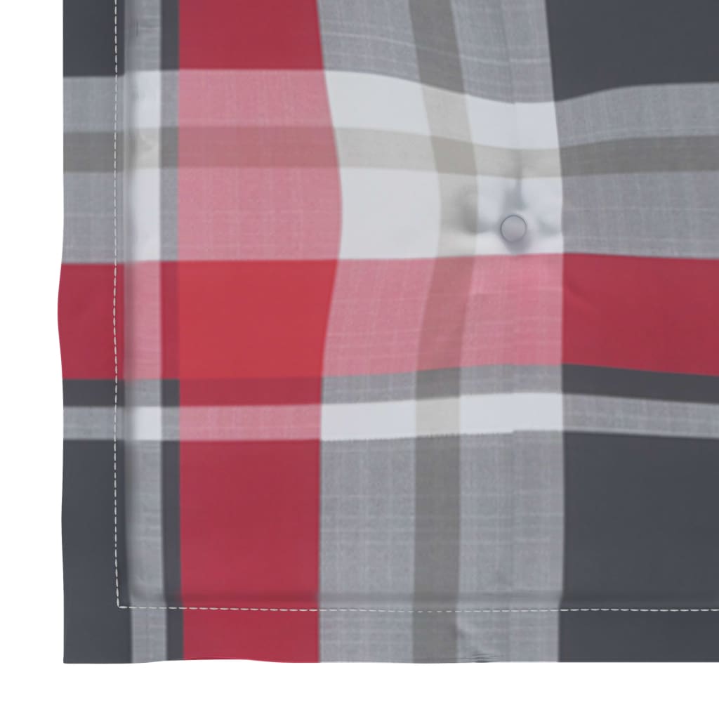 Maison Exclusive - Sedia a Dondolo con Cuscino Rosso a Quadri in Massello di Teak - 8