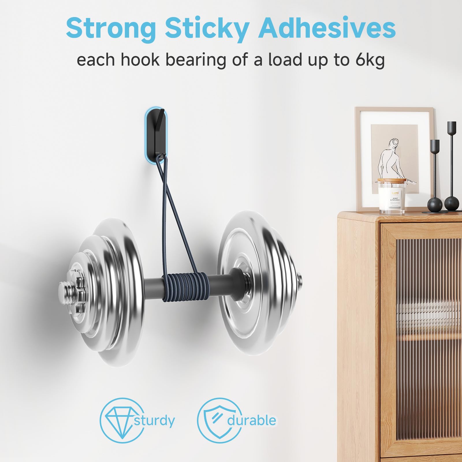 Ganci Adesivi Muro 5 Pezzi - Appendiabiti Senza Foratura Per Bagno E Cucina, Bianco