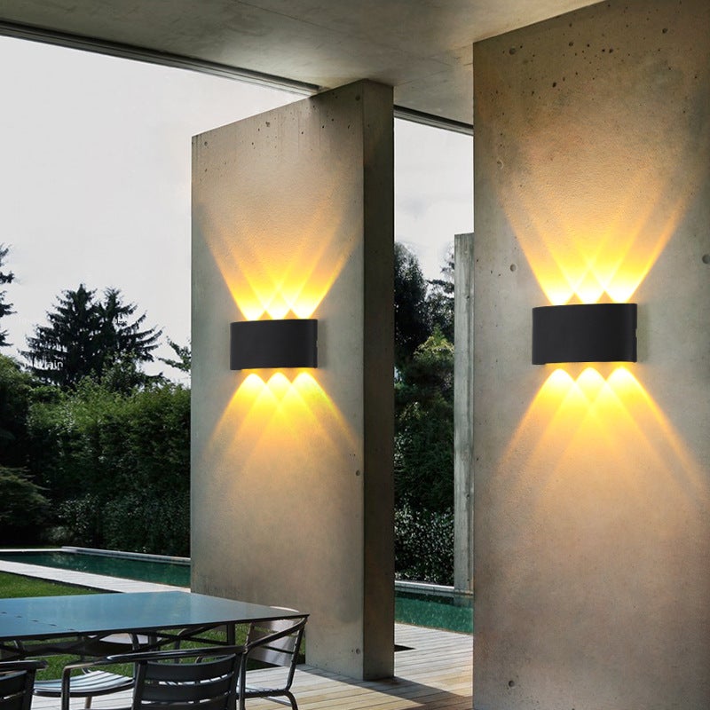 CELAVY Lot De 2 Appliques Murales LED Extérieur IP65 – Noir, Design Haut/bas, Ampoules GU10 Incluses – Pour Balcon, Jardin, Façade