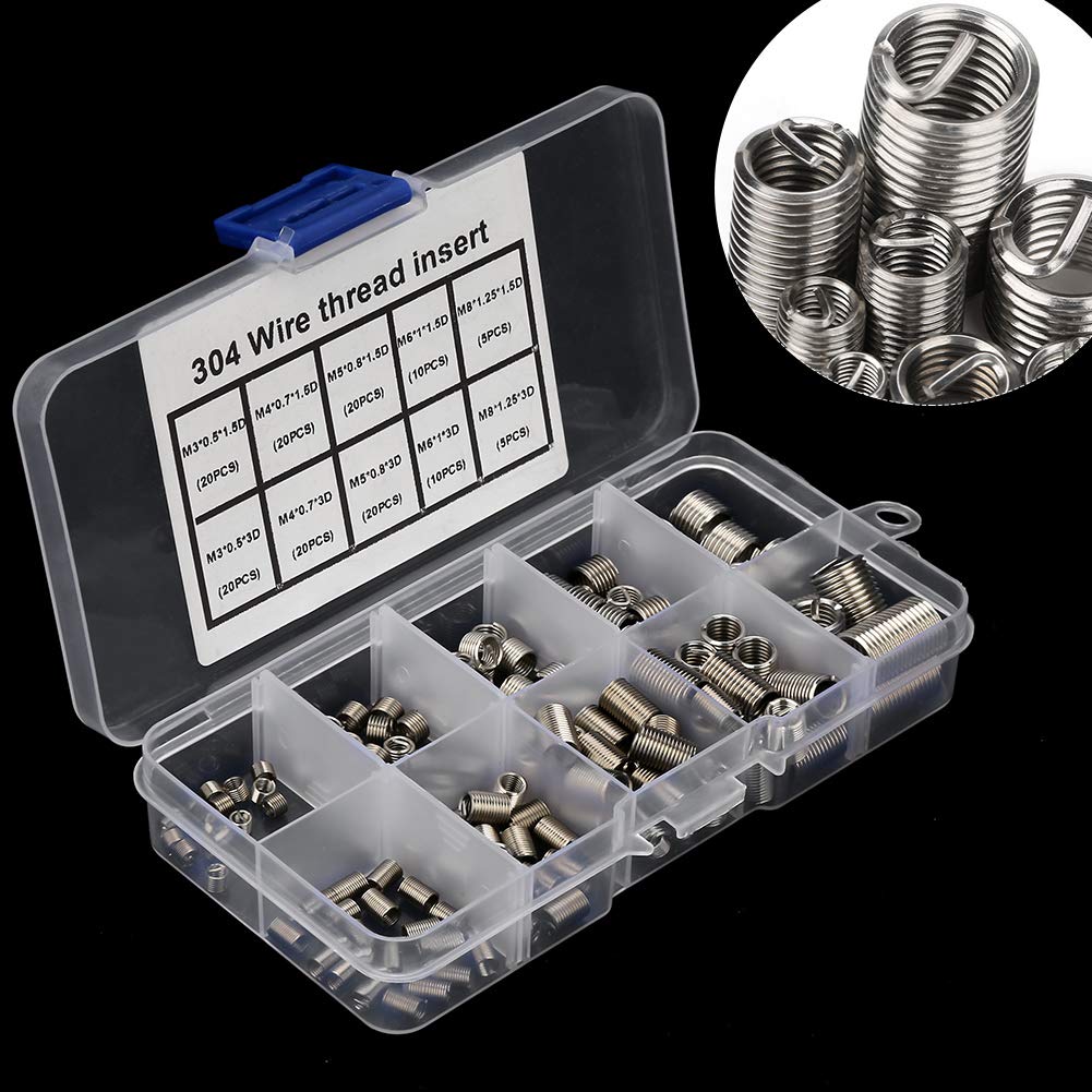 Helicoil M10X1.25X3D M8 X 1.25 Helicoil Acier Inoxydable 10 Pcs 304 Fil D'acier Inoxydable Vis Manchon Inserts Kit De Réparation De Filetage