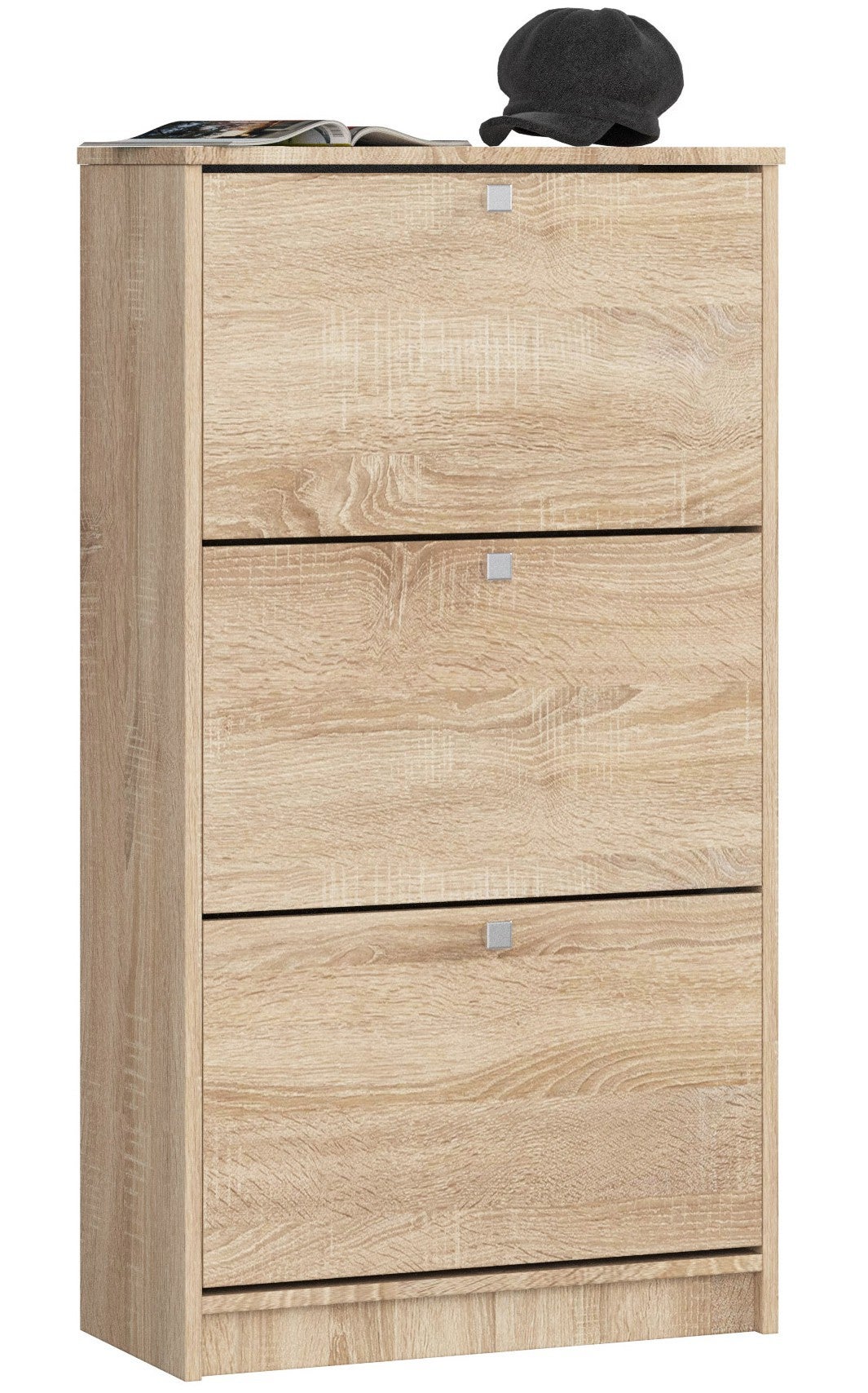 Szafka na buty AKORD Dąb Sonoma 60 cm 3 drzwi kolor Dąb Sonoma mat 3 półki 60x28,5x113 cm