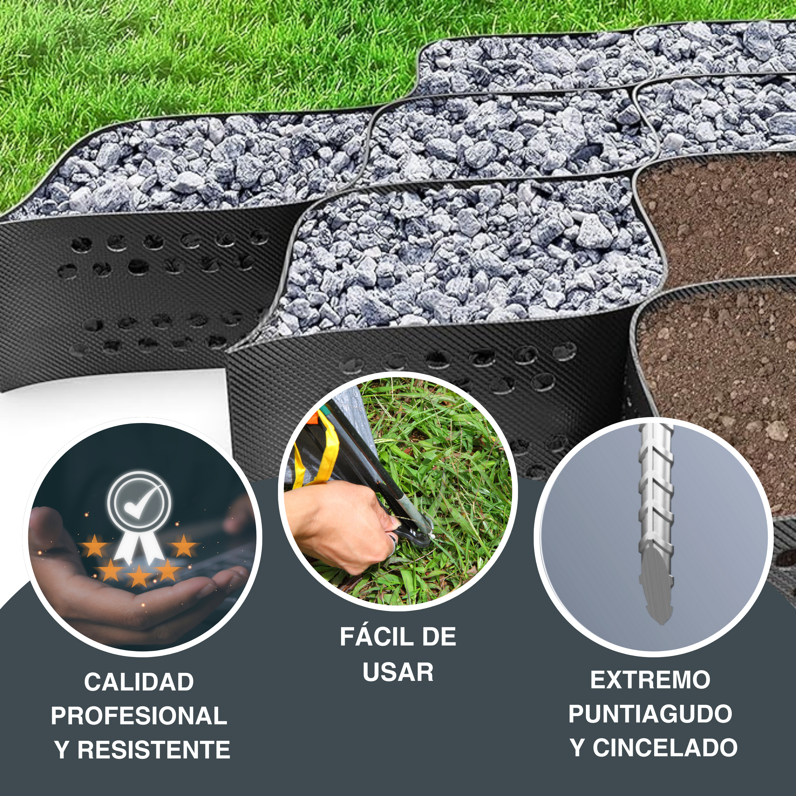Pack de 10 piquetas de fijación de acero galvanizado en forma de J - ø 6mm - 3
