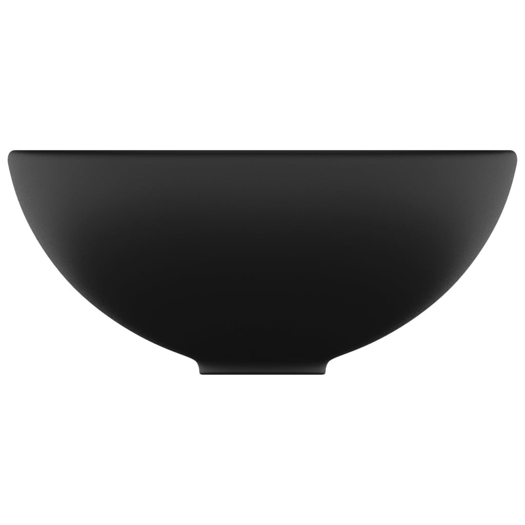 Lavabo rond de salle de bain Noir mat 32,5x14 cm Céramique vidaXL - 5