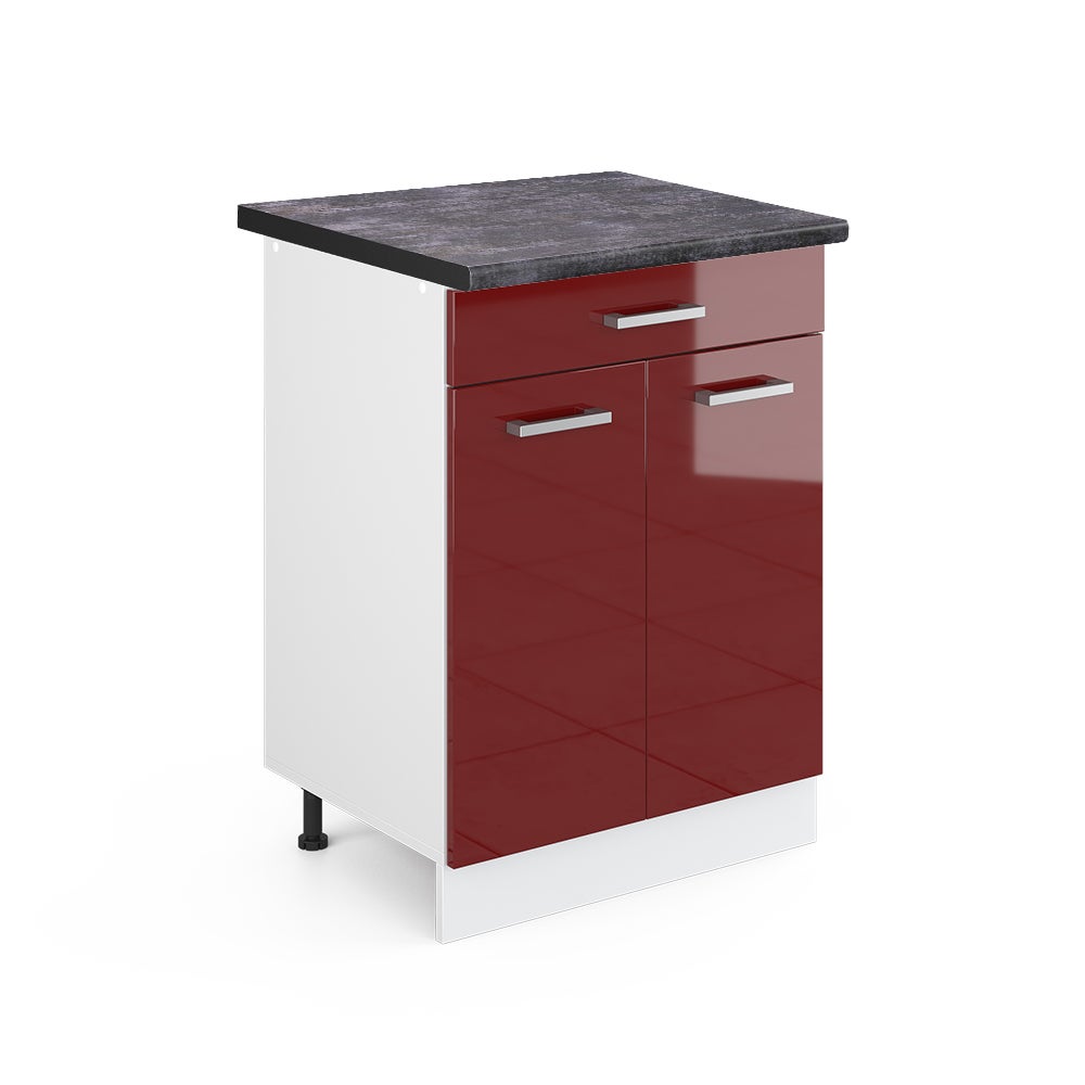 Vicco Szafka dolna do kuchni R-Line, Czerwony połysk, 60 cm z szufladą, BP Antracyt