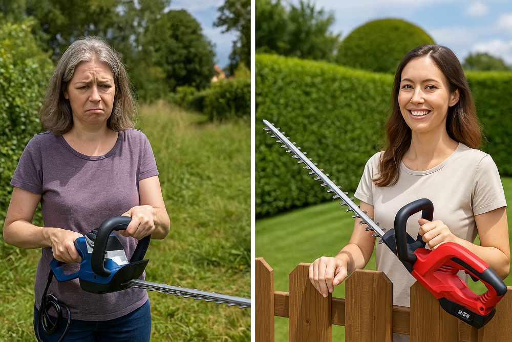 Tagliasiepi Elettrico a Batteria 21V 3.0Ah con 2 Batterie Kit Completo Potente 1300W Lama 52cm 2500RPM Taglio 14mm Leggero e Sicuro - 7