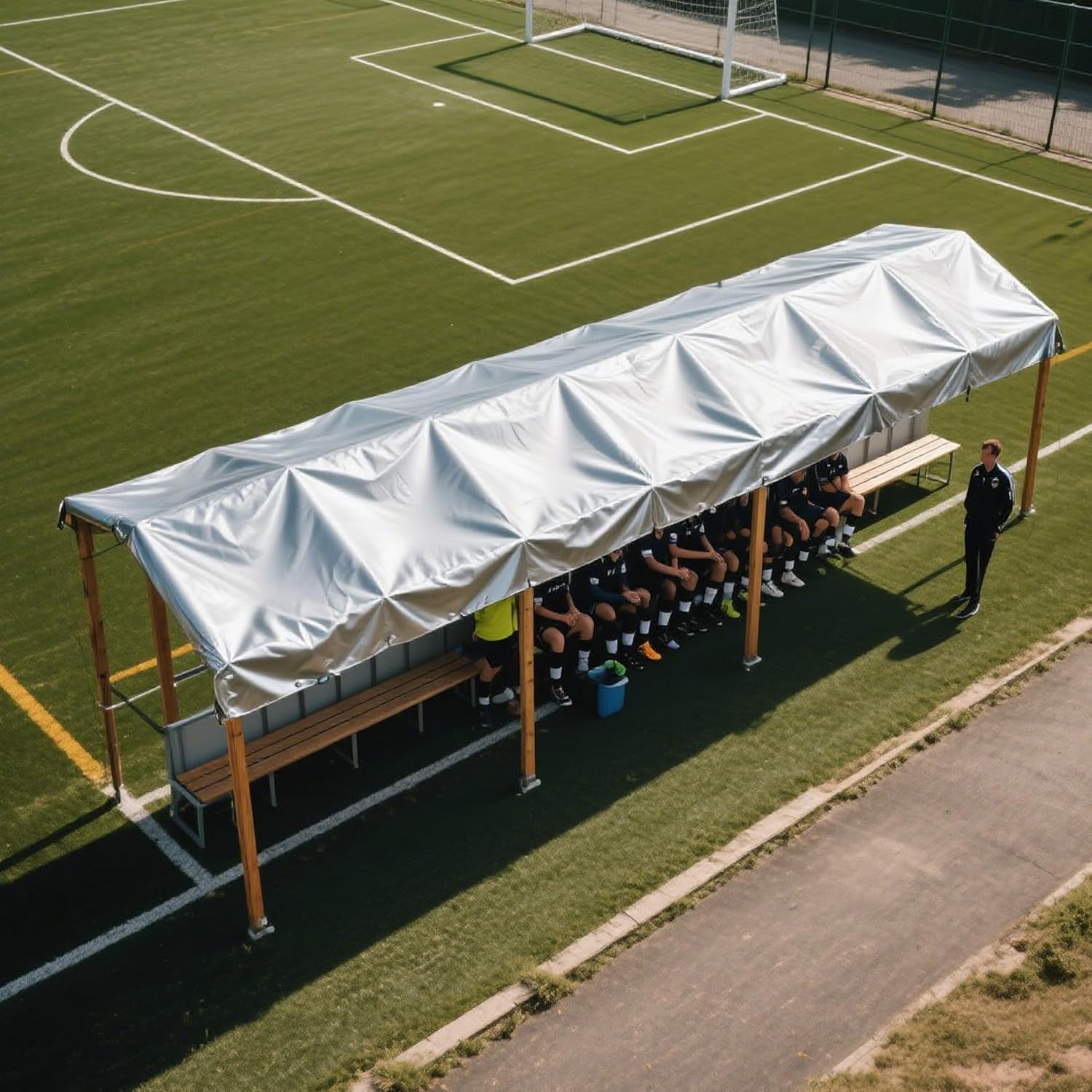 Gruby, trwały i wodoodporny materiał – perforowany – idealny do domu, łodzi, samochodu i na kemping – kolor srebrny – 3 x 5 metrów - 5