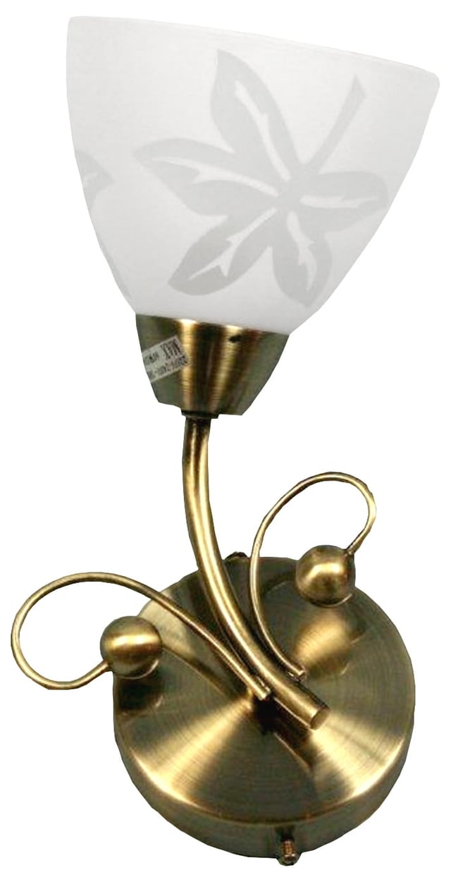 Kinkiet ścienny Leila mosiądz-biały 1xE14x40W wym: 27 x 12 x 16 cm szkło IP20 Candellux