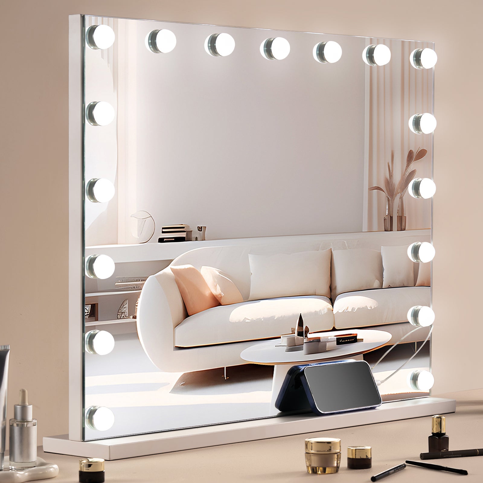 VOWNER Armadietto a Specchio Bagno con Luce, Mobile Bagno con Specchio