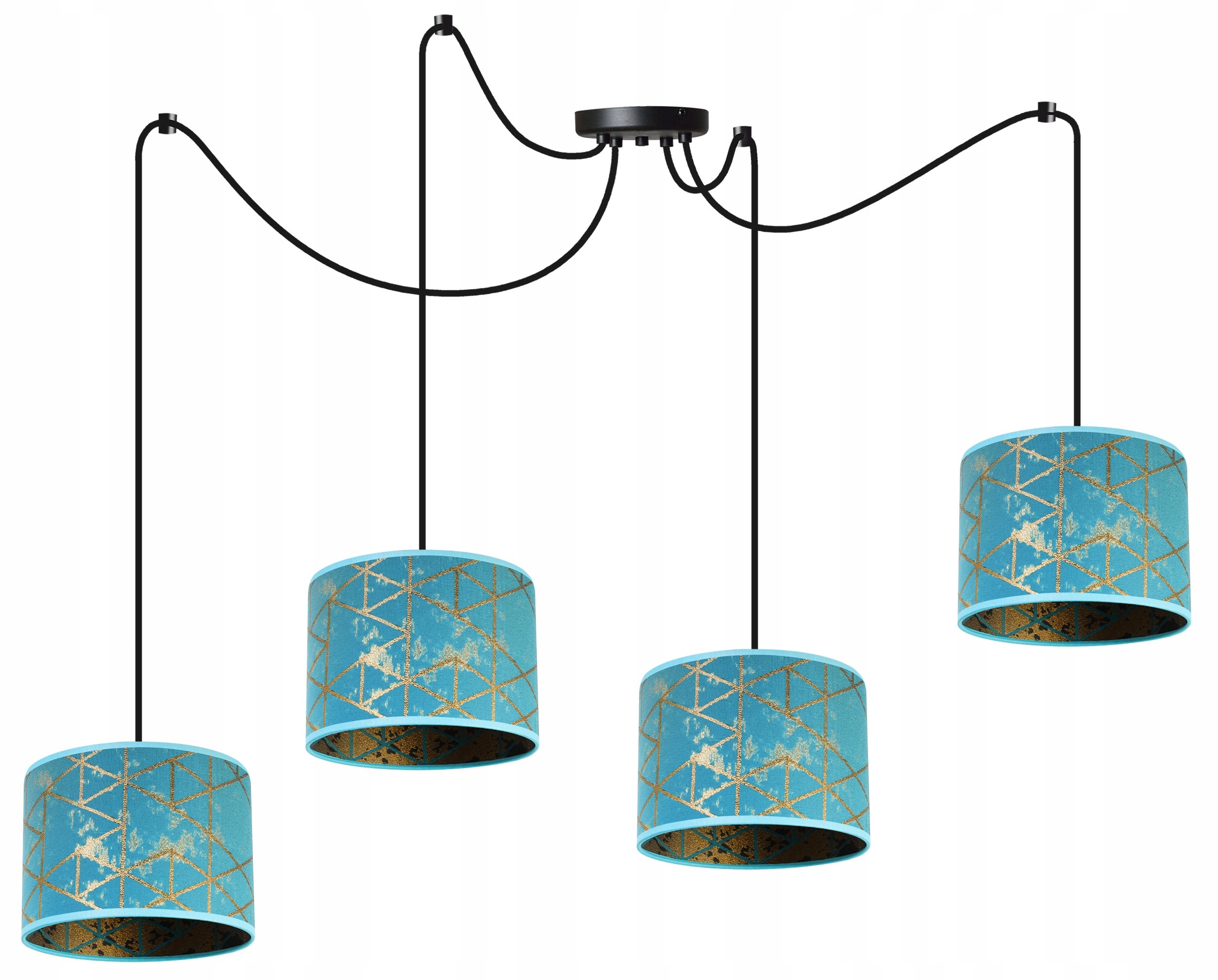 Lampa sufitowa wisząca modern Werona 4xE27 klosz owalny wzorzysty niebieski/złoty Light Home LH