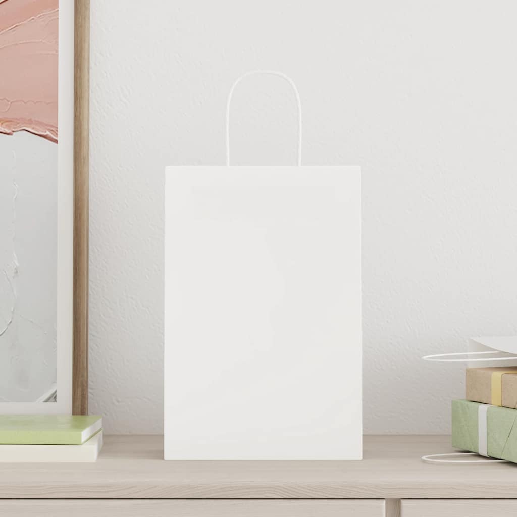 Torby papierowe 50 szt. z uchwytami białe 21x11x31 cm vidaXL