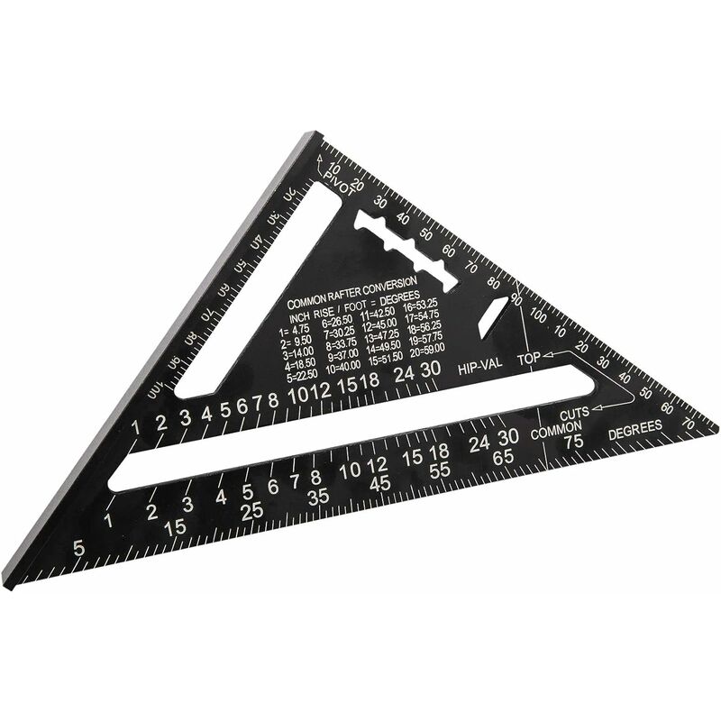180mm(7pouces） Aluminium Règle Équerre de Triangle Rapporteur ...