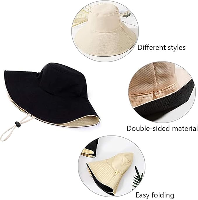 Chapeau de soleil pliable pour femme, en coton, anti-UV, pour les vacances d'été, le jardinage, UPF UV - 5