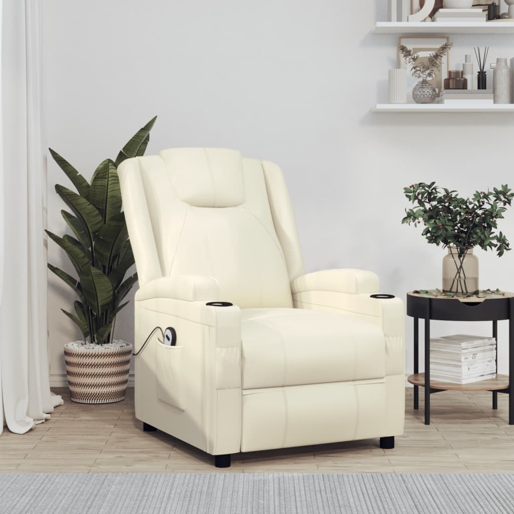 Fauteuil inclinable Crème Similicuir vidaXL