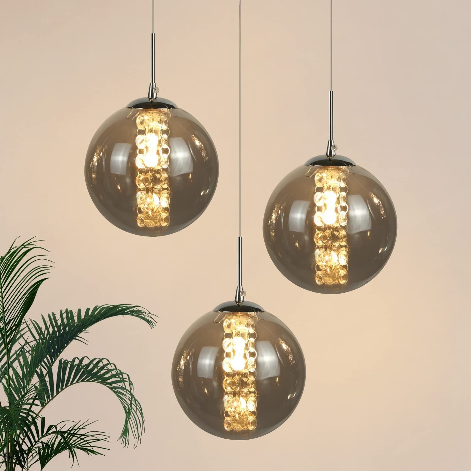 ZMH Lampa wisząca LED z regulacją wysokości, ze szkła, oświetlenie salonu