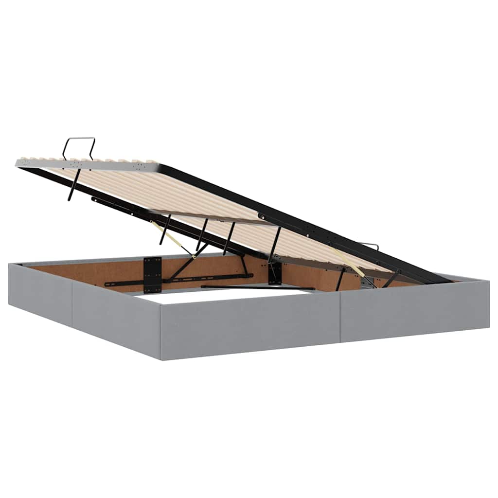 Lit avec rangement et matelas, en tissu gris clair, pour la chambre, 180 × 200 cm - 5