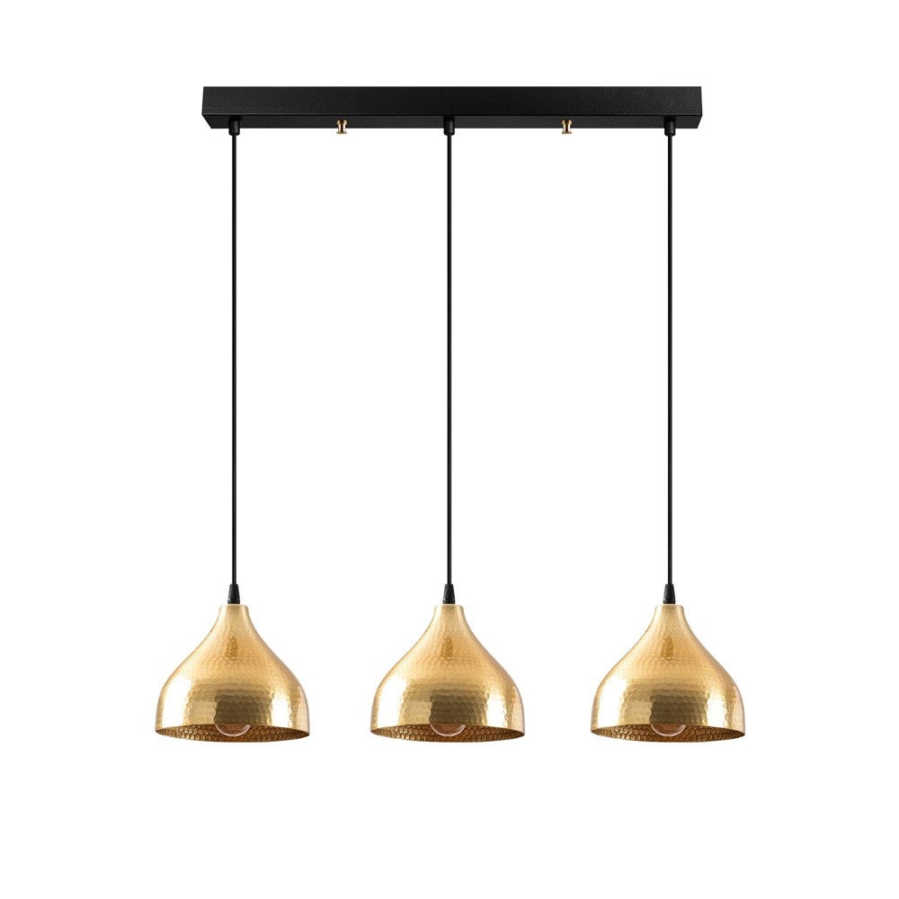 Lampa sufitowa Asney 3 światła nowoczesne czarne i złote tłoczone metalowe klosze