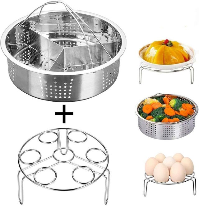 Akcesoria Instant Pot - Koszyk do gotowania na parze, stojak na jajka, separator 5/6/8L, zestaw 3 szt.