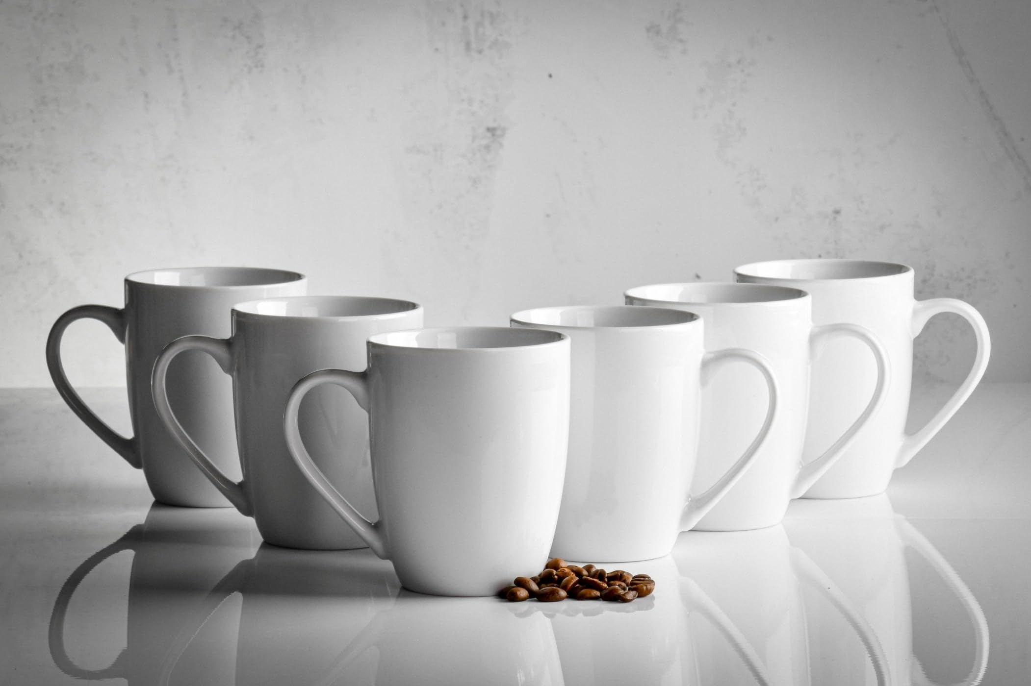 Glasmark Krosno - Set di 6 tazze da caffè in ceramica con manico, 300 ml, colore: Bianco - 2