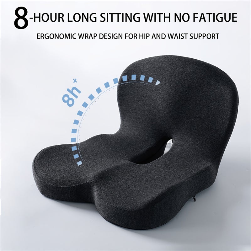 Coussin de siège ergonomique avec soutien lombaire, coussin de chaise de bureau pour une position assise prolongée, lavable - 4