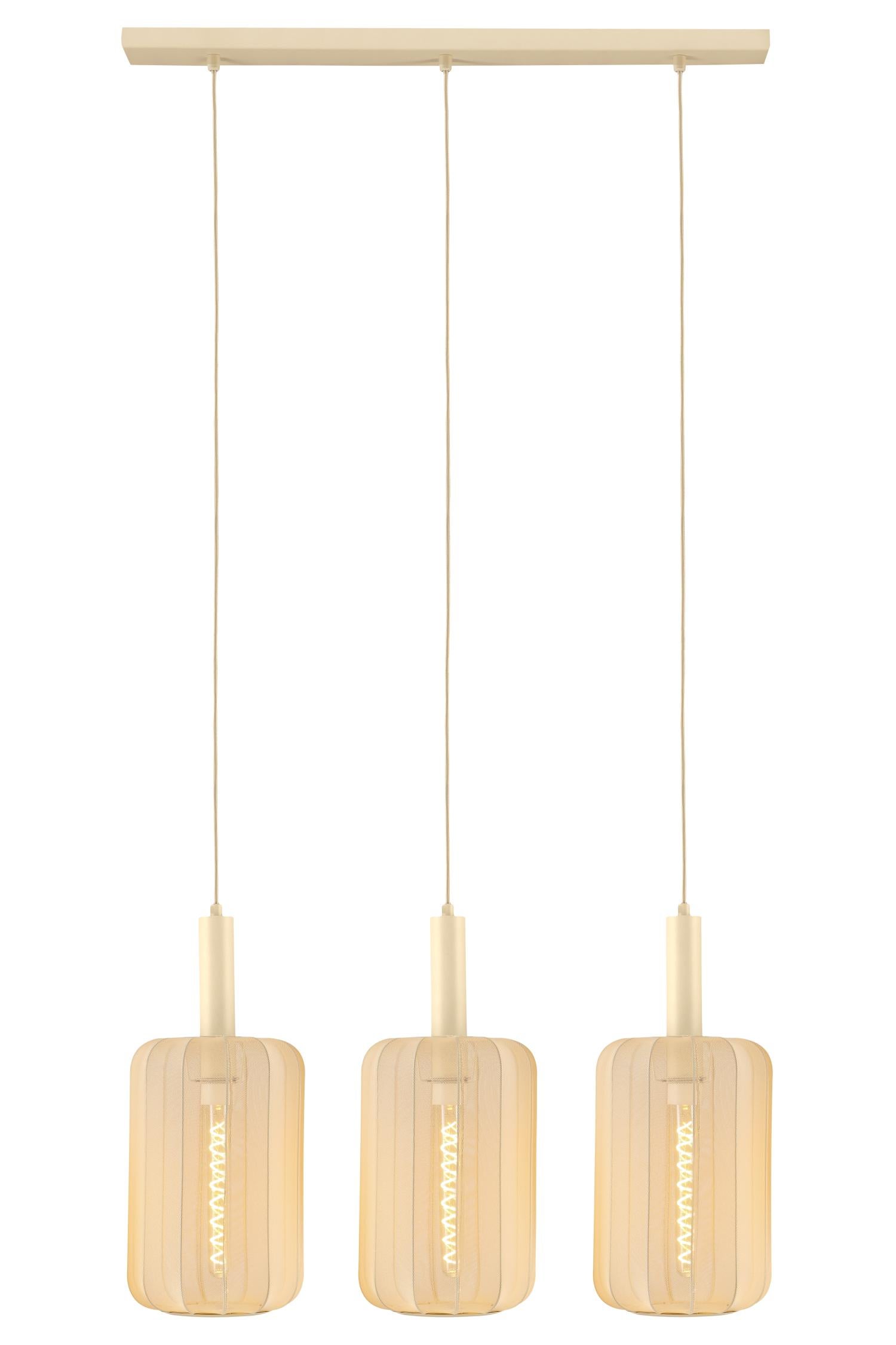 Lampa wisząca CORINA kremowo-beżowa 3xE27x40W tkanina wym:185x90x22cm IP20 Lucide