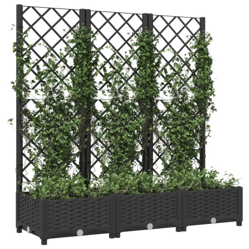 Fioriera da giardino con traliccio nera 120x40x121,5 cm PP vidaXL - 3