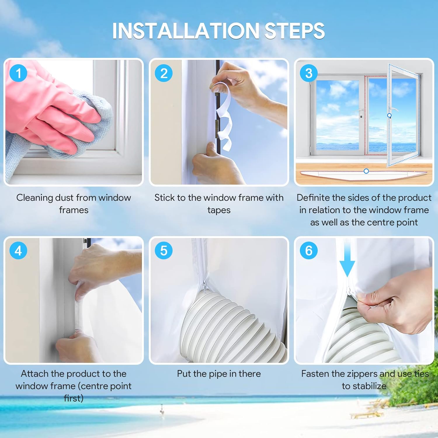 Unidad de sellado de ventanas para aire acondicionado portátil y secadora, kit de parada de aire caliente para todos los aires acondicionados móviles, - 5