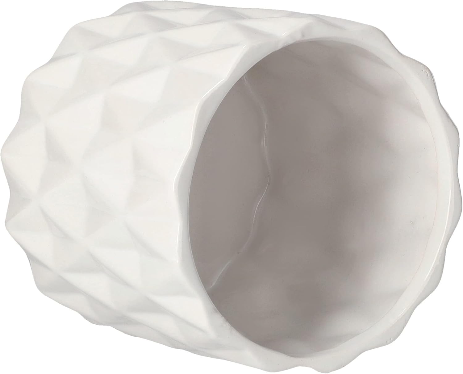 Donica doniczka osłonka ⌀12 cm biała ceramika szkliwiona dekoracja cylinder - KOTARBAU - 4