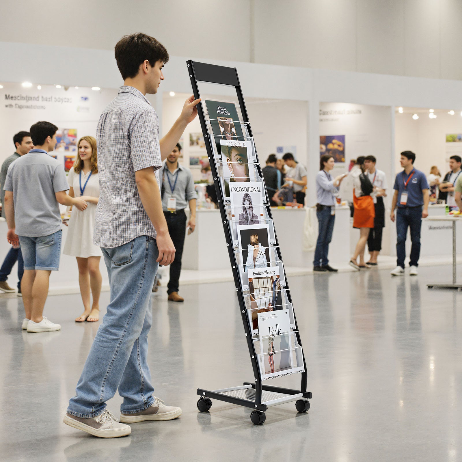 Présentoir à Brochures VEVOR 6 Niveaux, Porte-Brochures sur Pied en Métal avec Roulettes, pour Magazines, Journaux, Expositions & Bureaux - 8