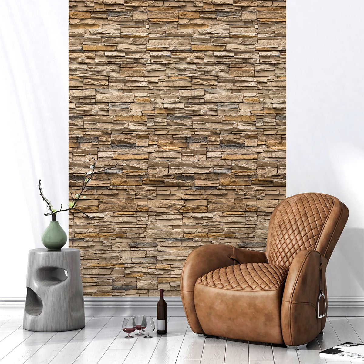 Papel pintado prepegado revestimiento de ladrillo h300 x l60 cm - adhesivo de pared - revestimiento sticker mural decorativo