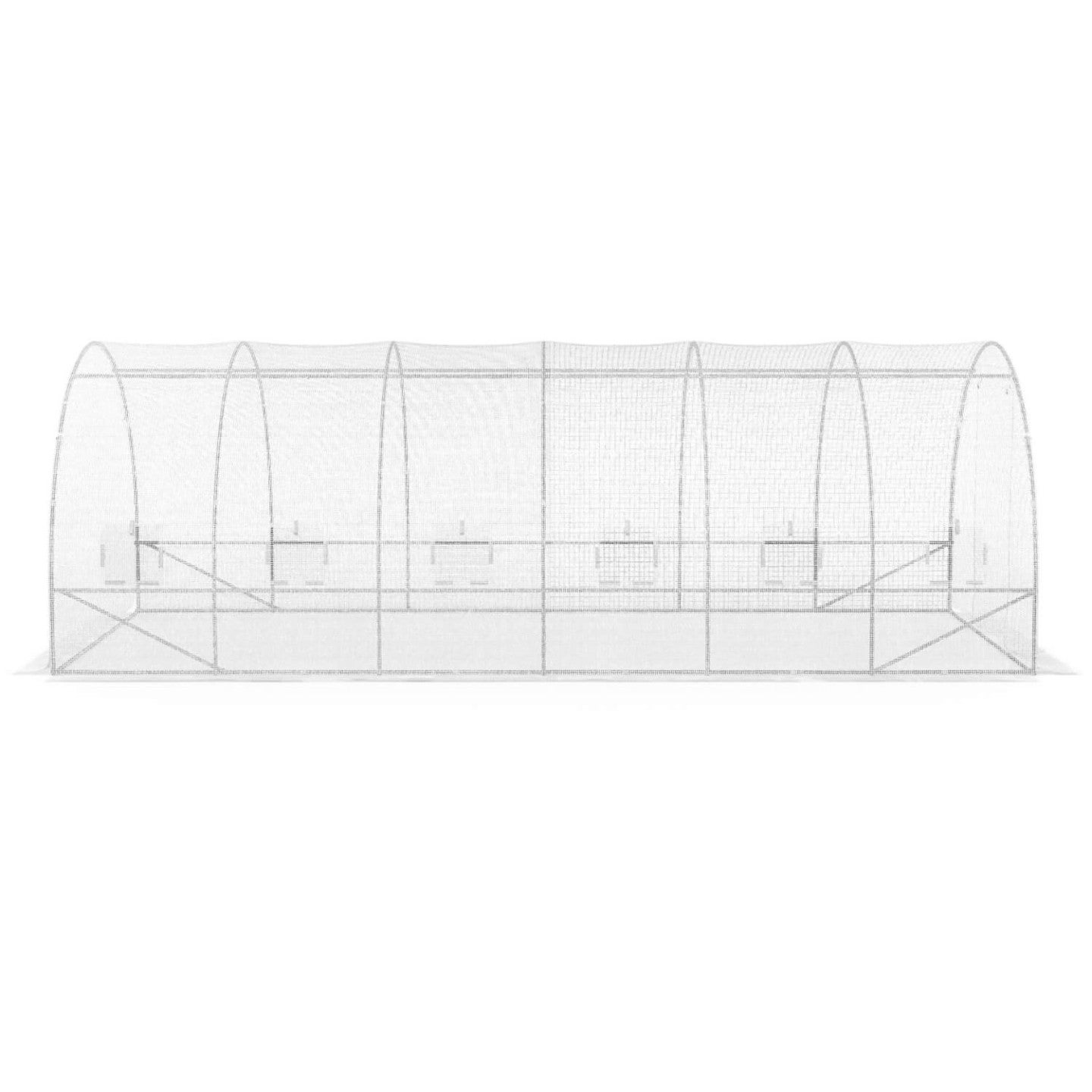 Serre de jardin tunnel 18m² 6 x 3 x 2 m acier galvanisé + bâche anti-UV avec porte et fenêtres CRIMÉE blanche - 5
