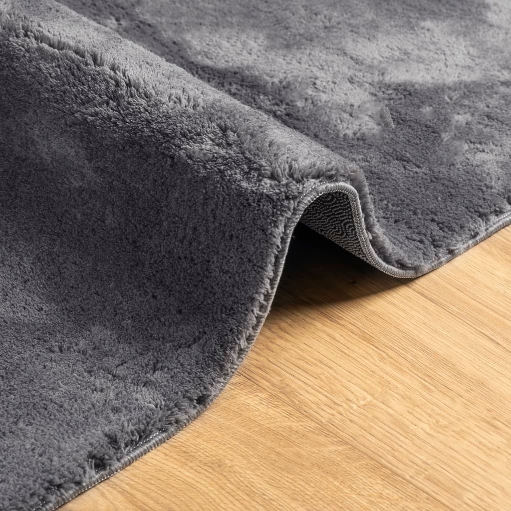 Tapis HUARTE à poils courts doux lavable anthracite 80 x 200 cm - 6
