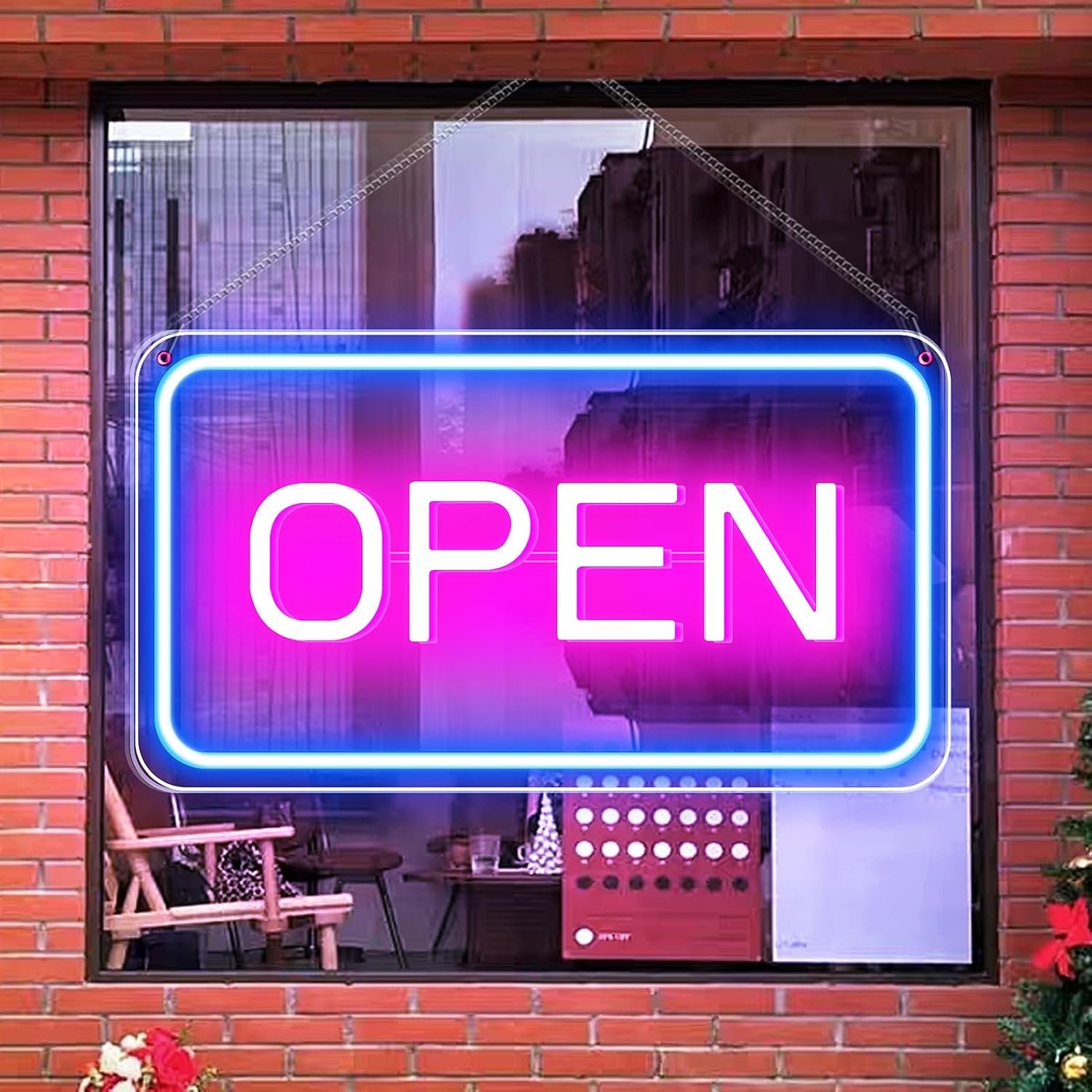 Enseigne lumineuse LED « Ouvert » pour commerces, 41 x 22 cm, avec ...